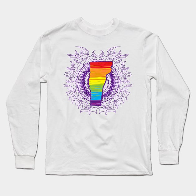 Vermont Mandala Pride Long Sleeve T-Shirt by Manfish Inc.